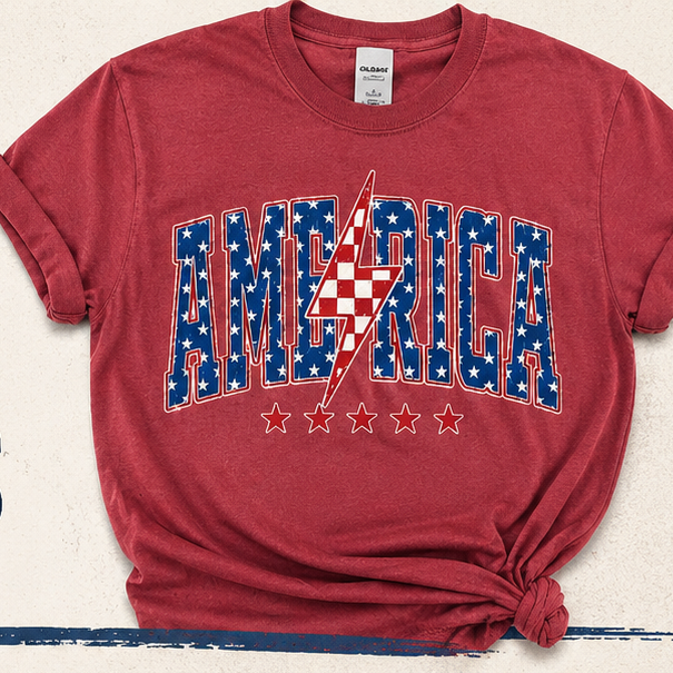 America Distressed Star Lettering
