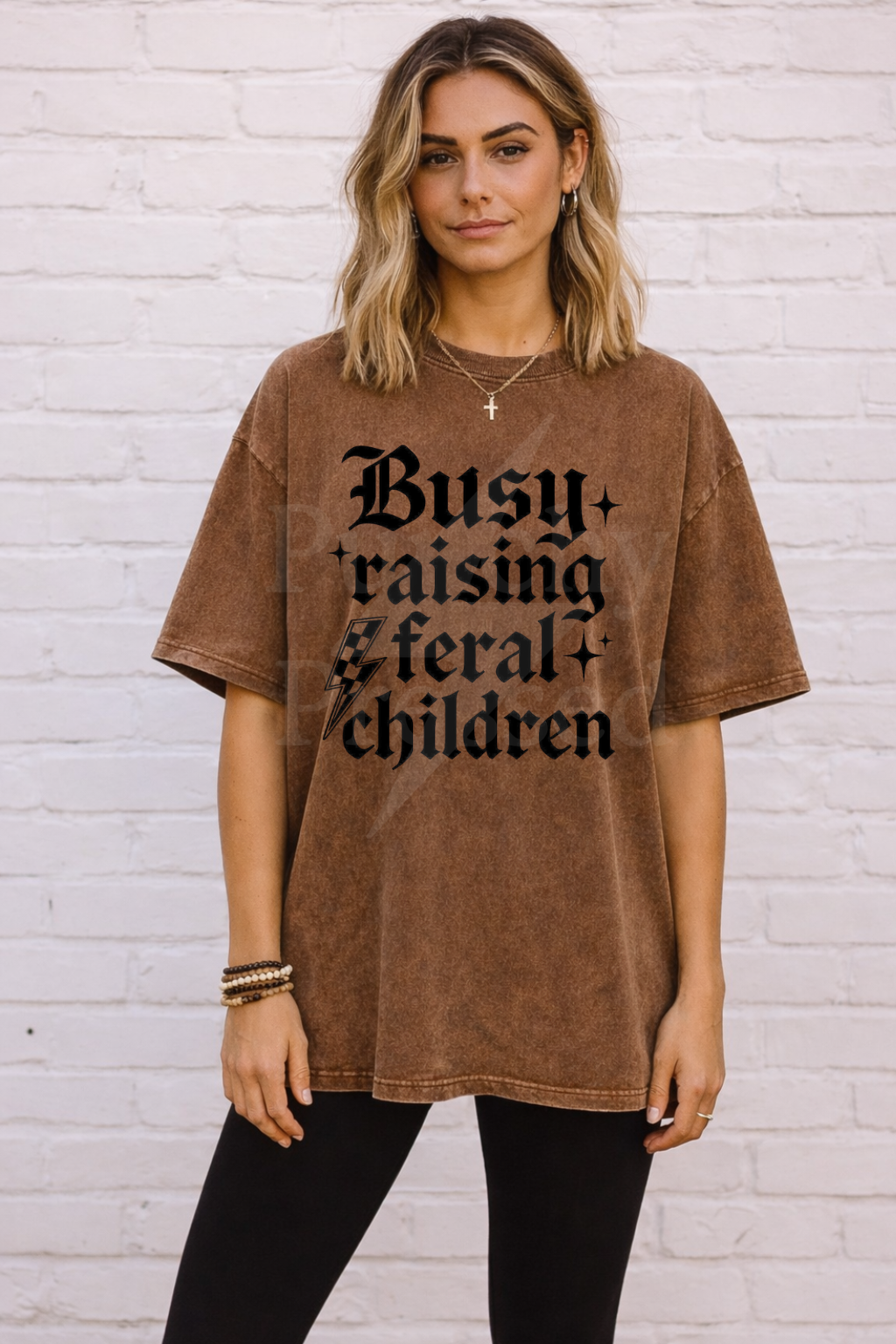 Busy Raising Feral Children Acid Wash Tee