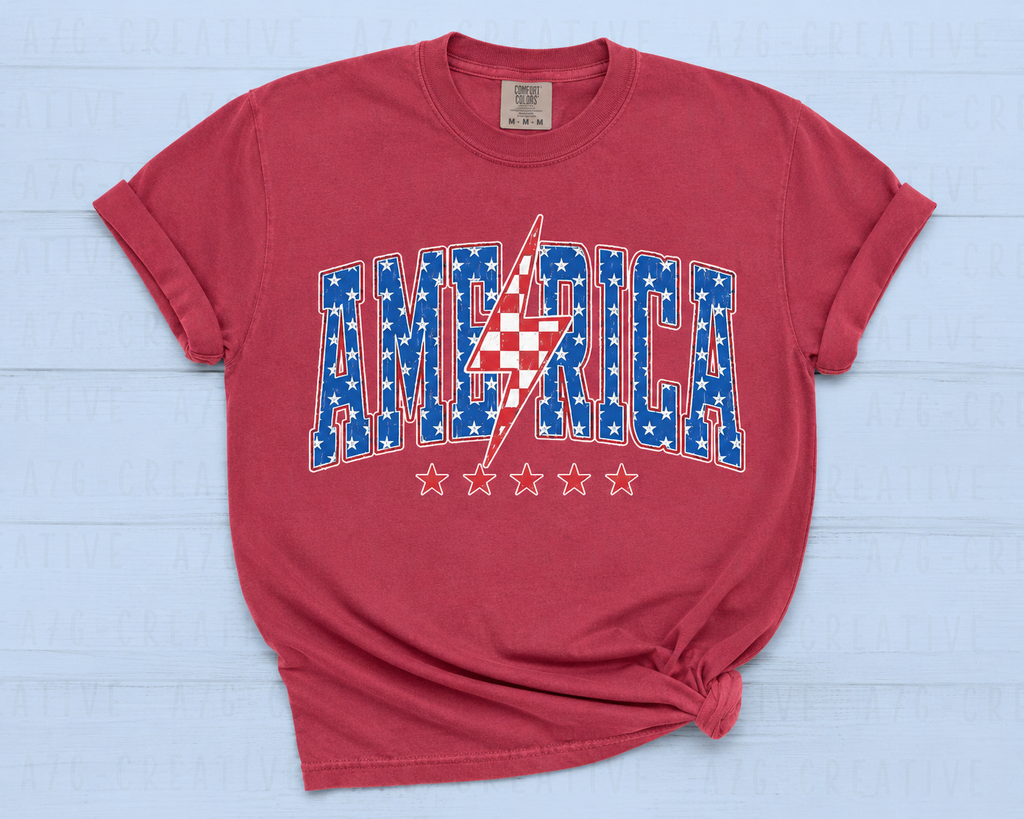 America Distressed Star Lettering