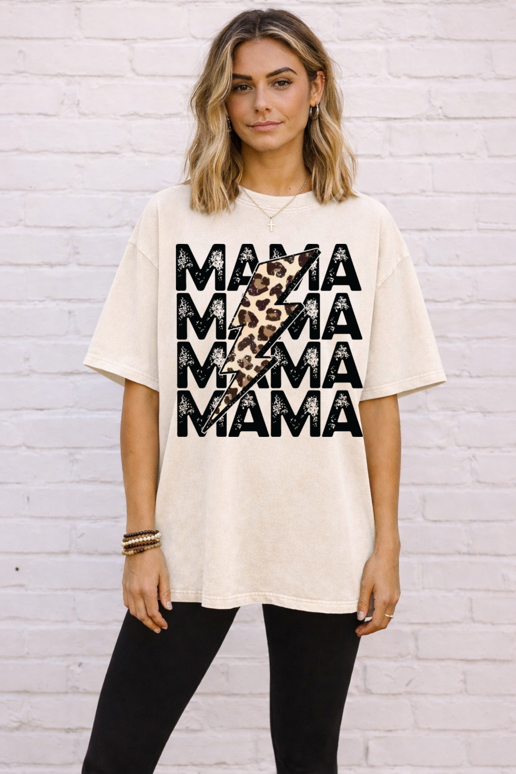 MAMA Checkered Acid Wash Tee