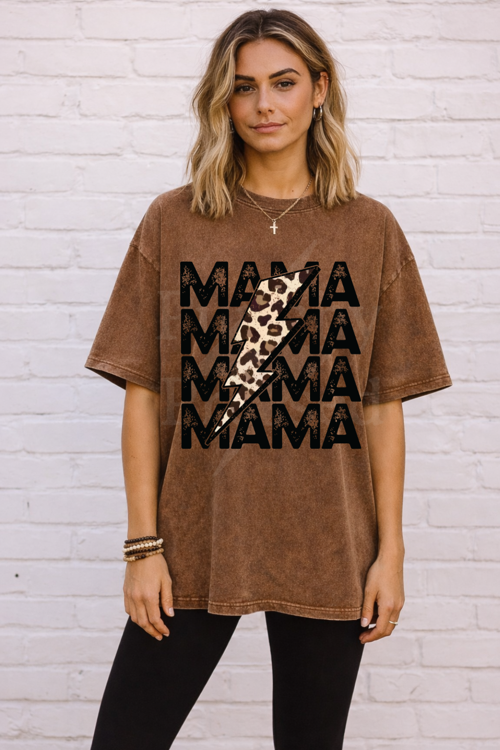 MAMA Checkered Acid Wash Tee